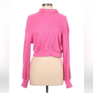LINE & DOT BUBBLEGUM PINK CROPPED SWEATER • SZ L